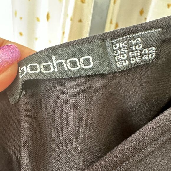 Boohoo Frill Open Back Short Waterfall Flutter Sleeve Flounced Hem Midi Dress 10 - Picture 9 of 10